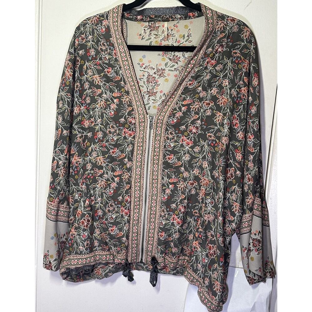 Free People Floral Blouse - Gray and Pink